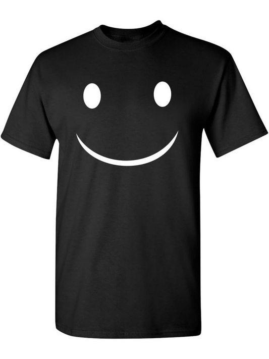 Men's Graphic T-Shirt Playful Minimalist Expression With Gleaming Crescent Smile Face