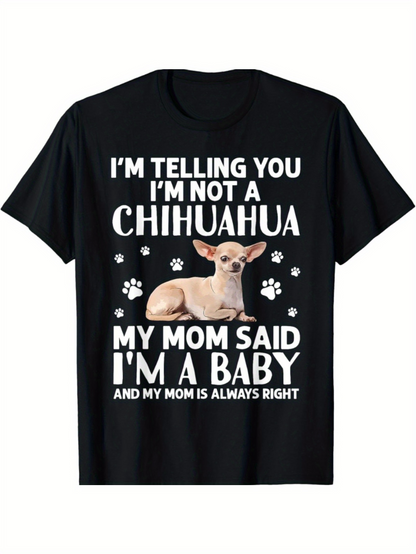 Men's Graphic T-Shirt Chihuahua Baby Illustration With Decorative Paw Prints Surrounded By Playful Lettering Dog