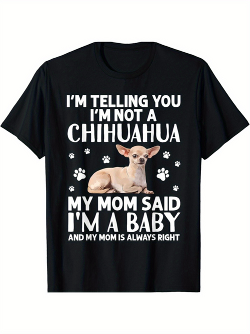 Men's Graphic T-Shirt Chihuahua Baby Illustration With Decorative Paw Prints Surrounded By Playful Lettering Dog