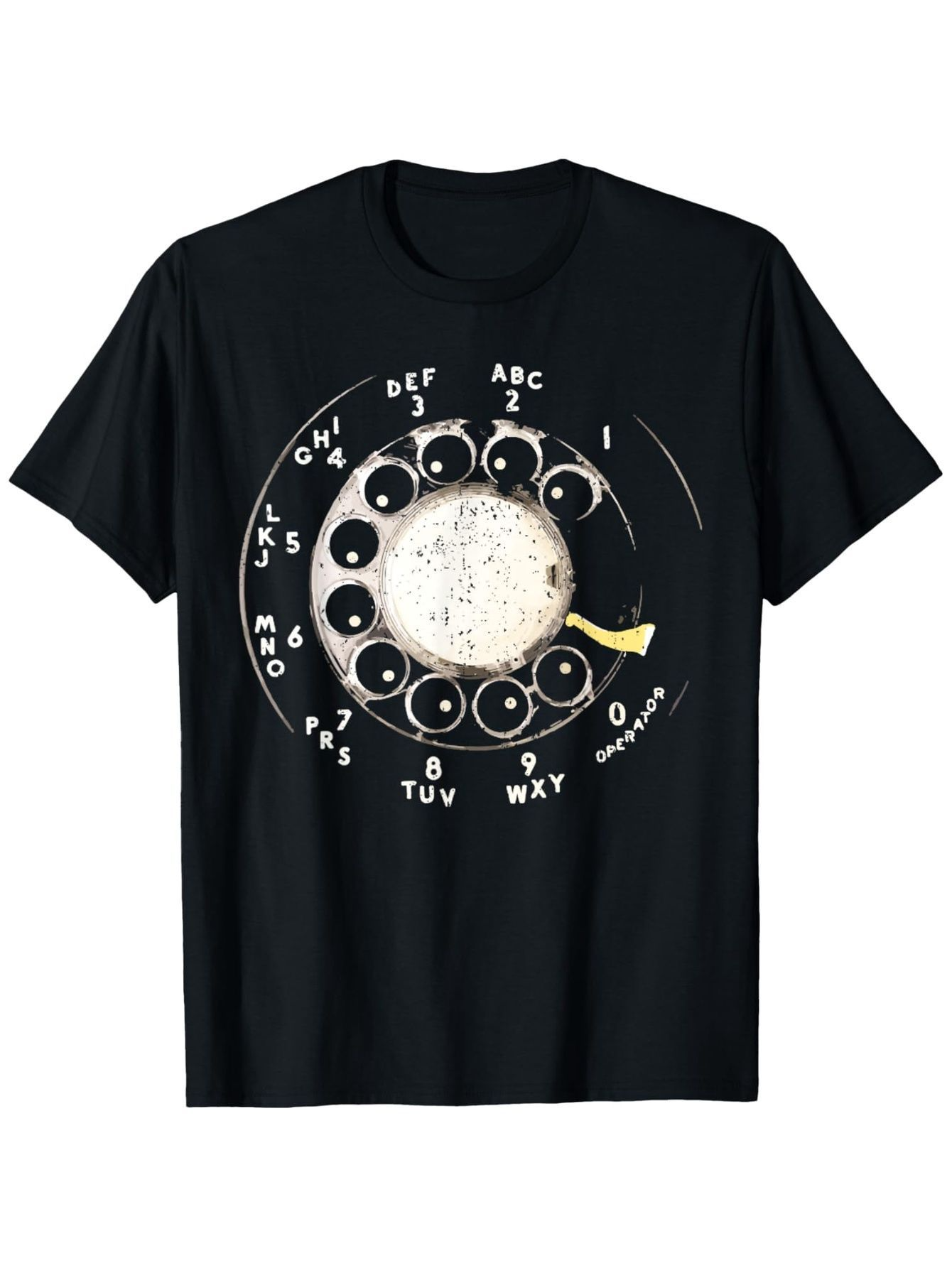 Men's Graphic T-Shirt Retro Dial Telephone Moon Phase Surrounded By Letters And Numbers Telephone