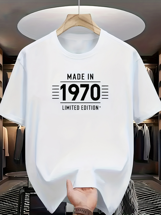 Men's Graphic T-Shirt Made In 1970 Limited Edition Bold Minimalist Anniversary Year Number
