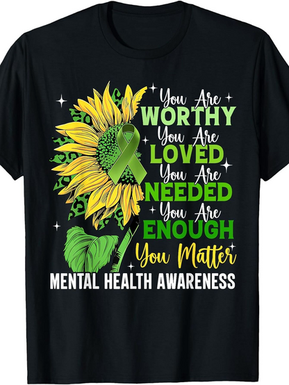 Men's Graphic T-Shirt You Matter Colorful Sunflower With Bold Inspirational Text Design T Shirt