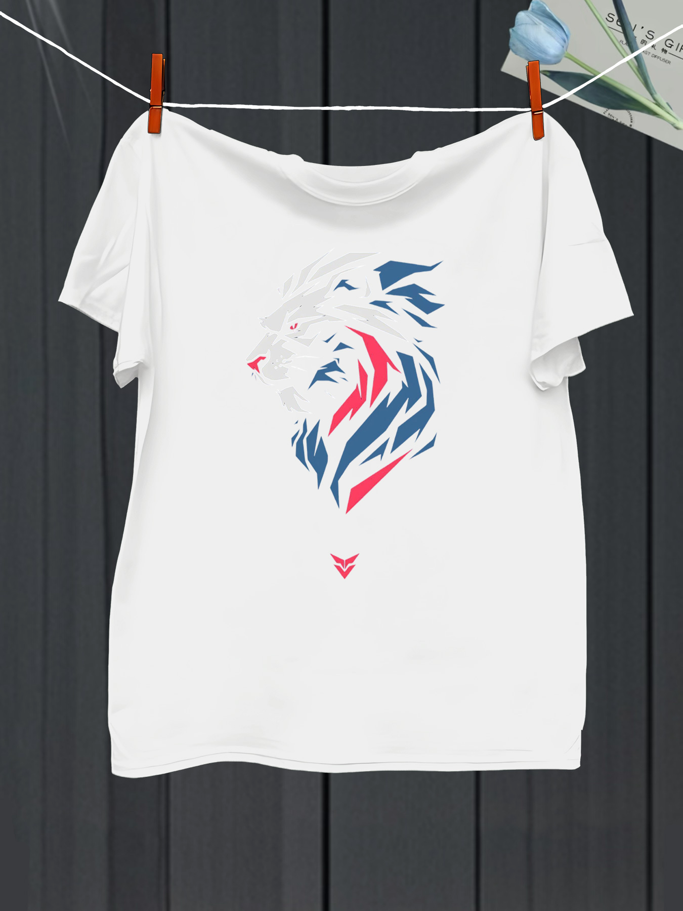 Men's Graphic T-Shirt Bold Dynamic Striped Brushwork Elements Shaping The Majestic Lion