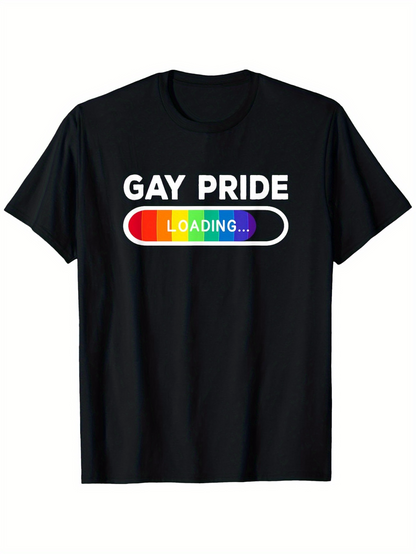 Men's Graphic T-Shirt Gay Pride Vibrant Rainbow Spectrum Loading Progress Bar