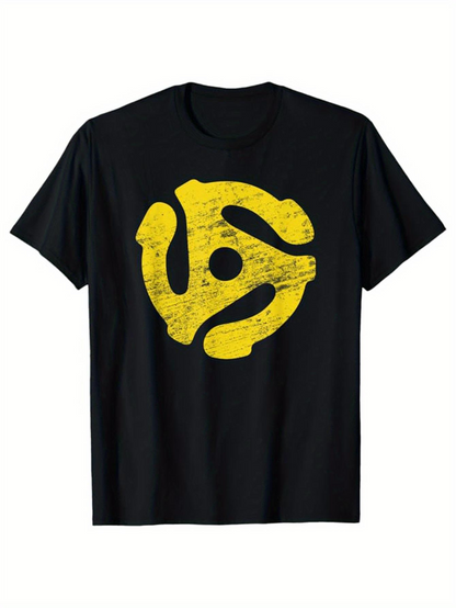Men's Graphic T-Shirt Distressed Grunge Effect With Bright Yellow Adapter Design Centerpiece