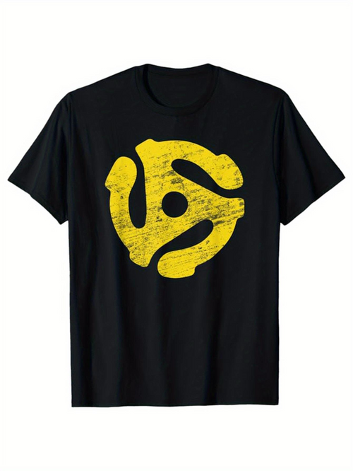 Men's Graphic T-Shirt Distressed Grunge Effect With Bright Yellow Adapter Design Centerpiece