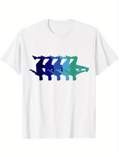 Men's Graphic T-Shirt Gradient Cool Tones With Overlapping Silhouettes Forming Repeated Alligator