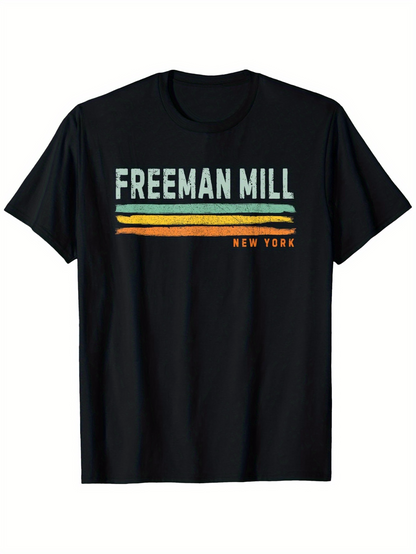 Men's Graphic T-Shirt Freeman Mill With Bold Retro Lines New York Shirt