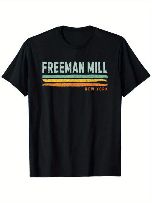 Men's Graphic T-Shirt Freeman Mill With Bold Retro Lines New York Shirt
