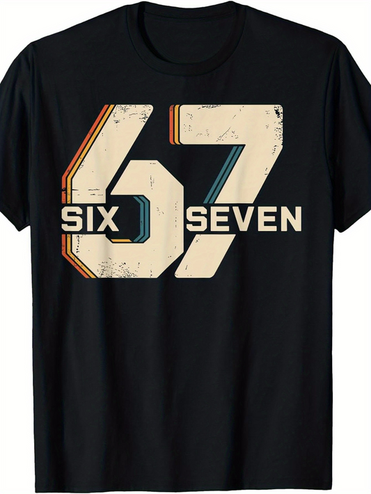 Men's Graphic T-Shirt Six Seven Vintage Distressed Style Numbers In Retro Colors T Shirt