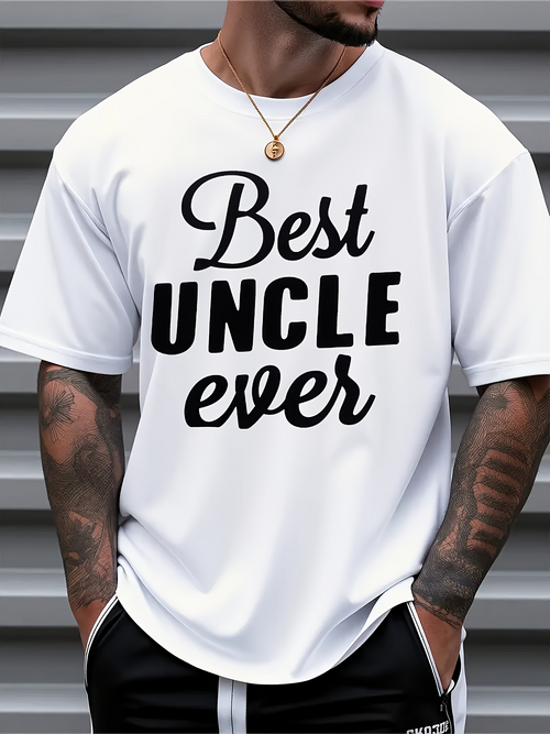 Men's Graphic T-Shirt Best Uncle Ever Bold Lettering With Playful Script On White Tshirt