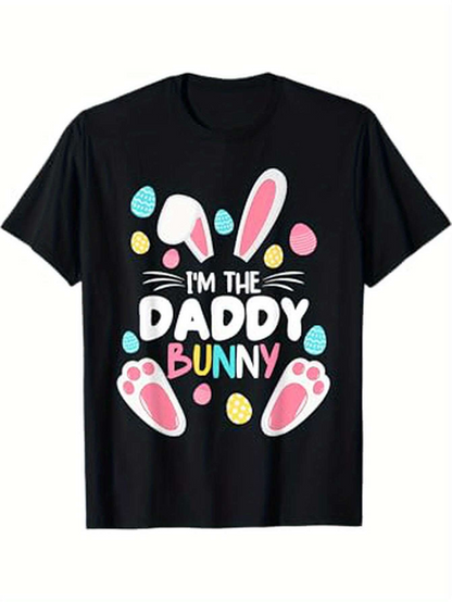 Men's Graphic T-Shirt Im The Daddy Bunny Surrounded By Easter Eggs Bunny Ears And Paws