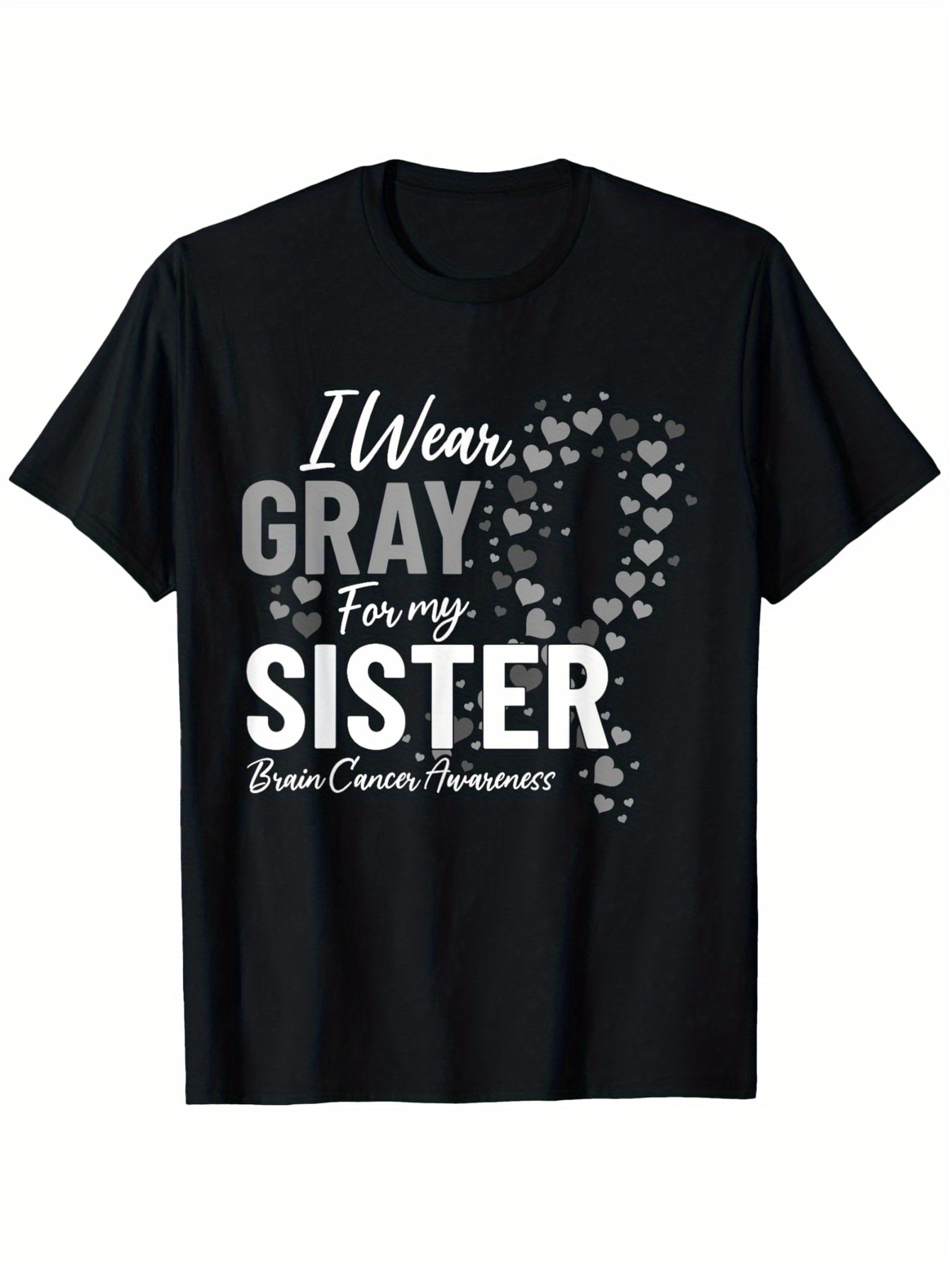 Men's Graphic T-Shirt I Wear Gray For My Sister With Floating Heart Ribbon Elements