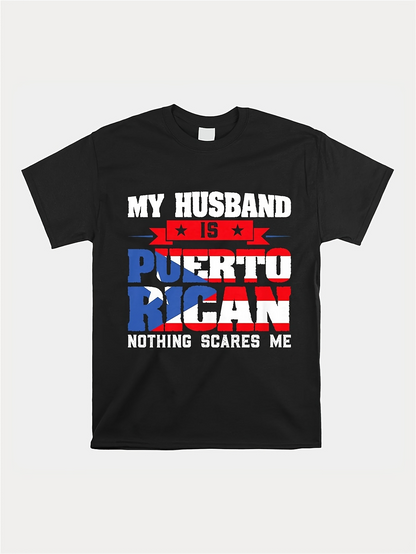 Men's Graphic T-Shirt Bold Patriotic Lettering With American Flag Elements Puerto Rican
