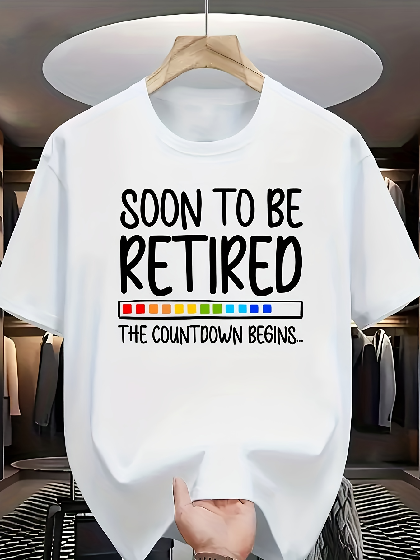 Men's Graphic T-Shirt Soon To Be Retired Countdown Bar With Playful Colored Squares T Shirt