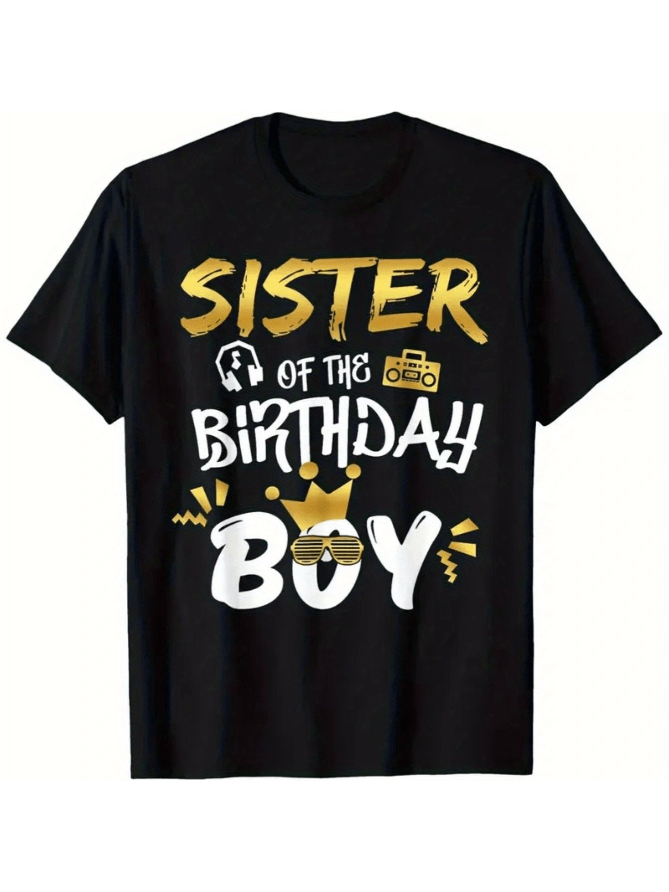 Men's Graphic T-Shirt Sister Of The Birthday Boy With Gold Crown Party Theme T Shirt