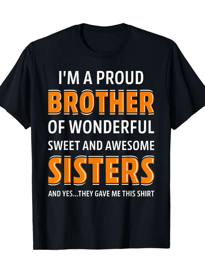 Men's Graphic T-Shirt Proud Statement With Bold Letters Highlighting Wonderful Sisters