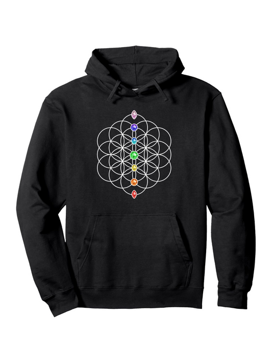 Men's Graphic Hoodie Colorful Geometric Sacred Pattern With Chakra Energy Points Hoodie