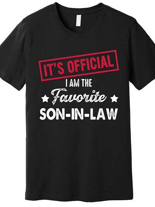 Men's Graphic T-Shirt Its Official Bold Red Stamp Favorite Son In Law Quote Tee
