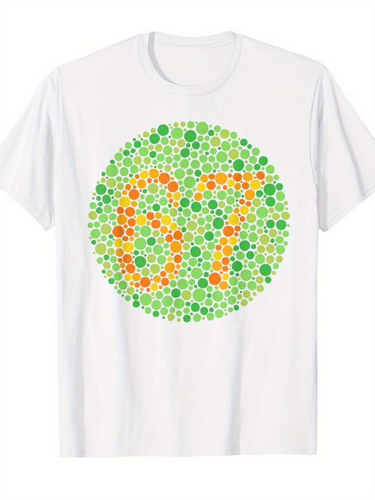 Men's Graphic T-Shirt Retro Colorblind Test Circle Number Graphic 67