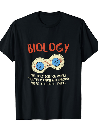Men's Graphic T-Shirt Biology Smiling Cartoon Cells With Playful Science Slogan Division