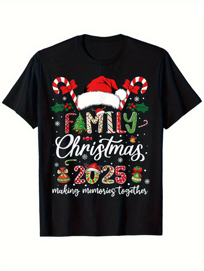 Men's Graphic T-Shirt Family Christmas 2026 Making Memories Together With Candy Canes Santa Hat And Holly Christmas