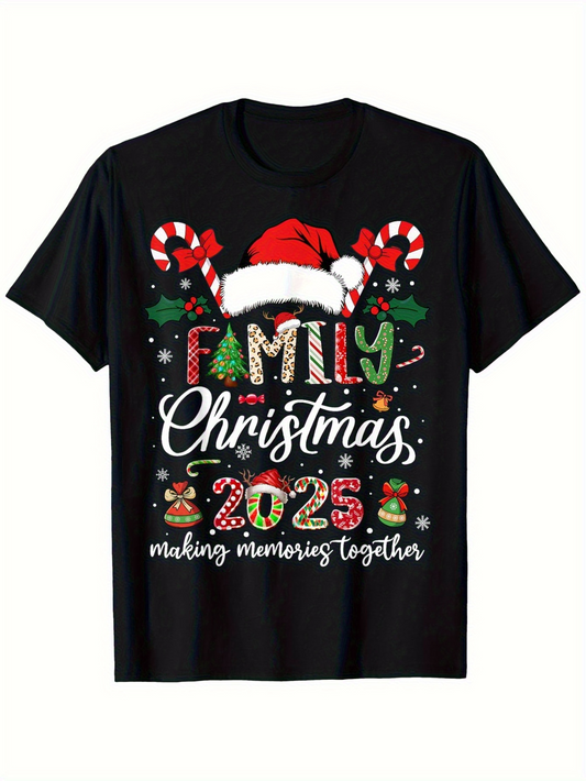 Men's Graphic T-Shirt Family Christmas 2026 Making Memories Together With Candy Canes Santa Hat And Holly Christmas