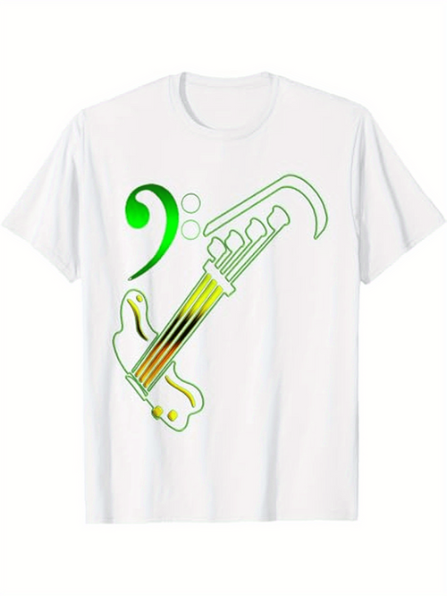 Men's Graphic T-Shirt Electric Hues Flowing Strings With Bass Clef And Abstract Guitar