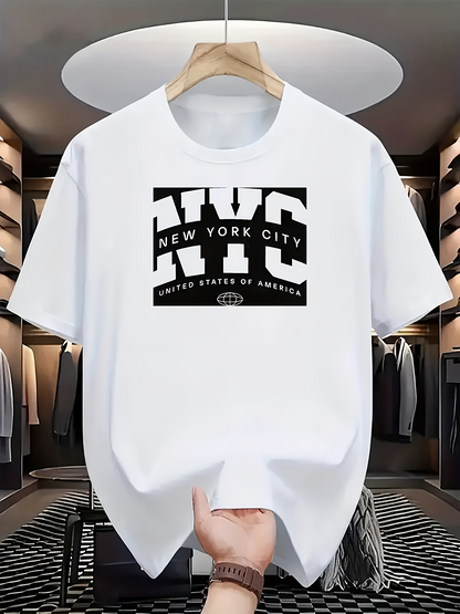 Men's Graphic T-Shirt New York City Letters Bold Large Urban USA Typography Tee