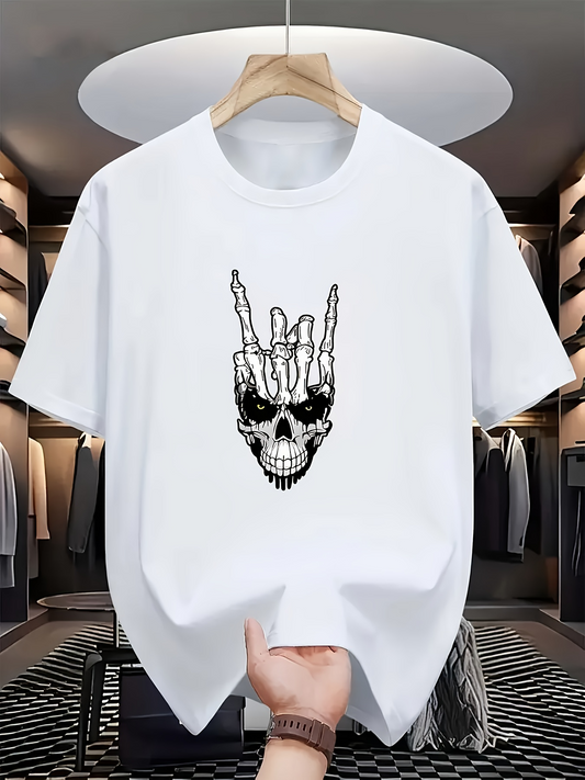 Men's Graphic T-Shirt Hand Bones With Raised Fingers On Skull