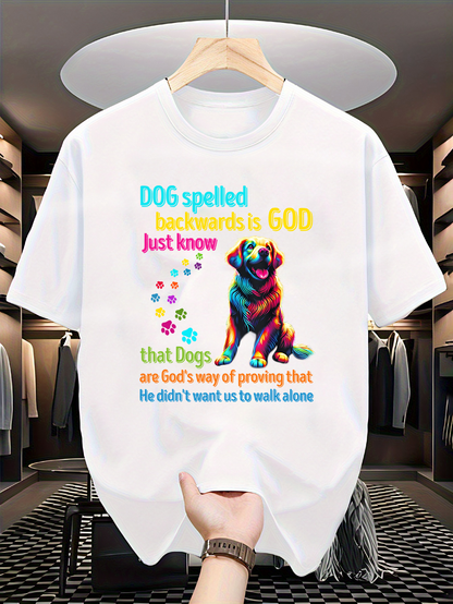 Men's Graphic T-Shirt Dog Spelled Backwards With Colorful Letters And Smiling Rainbow Dog
