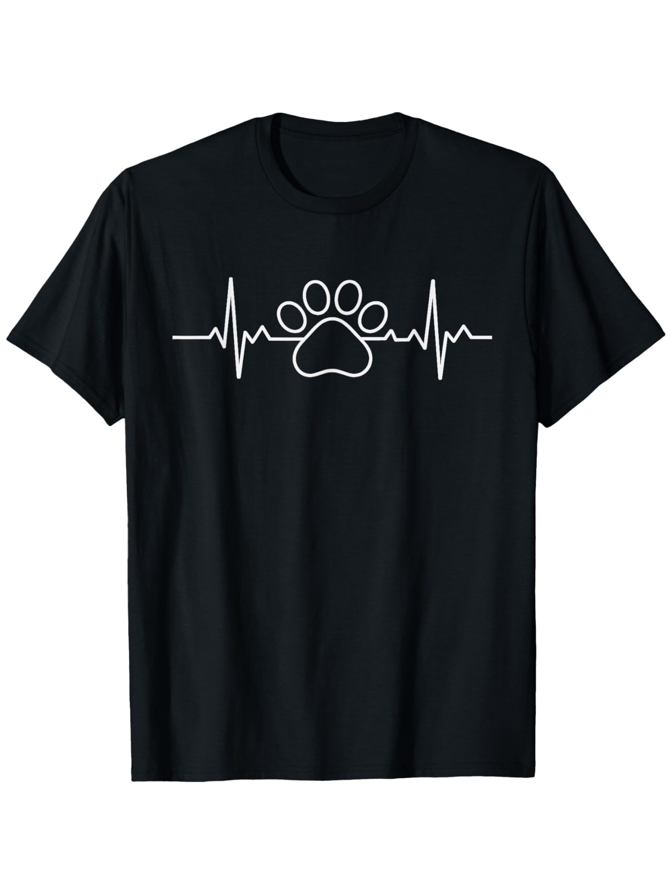 Men's Graphic T-Shirt Heartbeat Line With Minimalist Paw Print Symbol