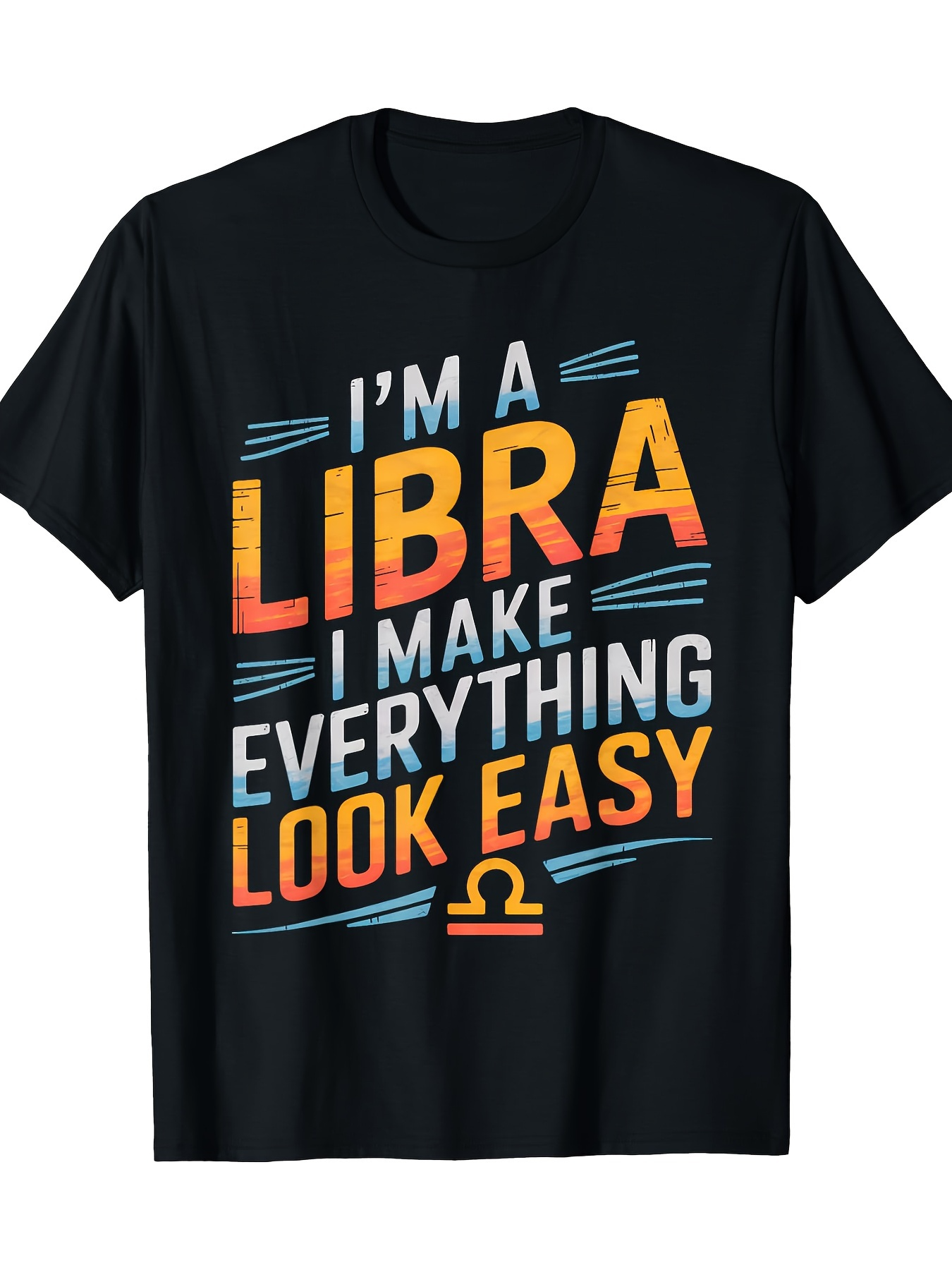 Men's Graphic T-Shirt Im A Libra Colorful Graphic Words With Zodiac Symbol Under Bold Lettering