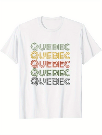 Men's Graphic T-Shirt Quebec Repeated Text In Retro Color Style Typography Quebec