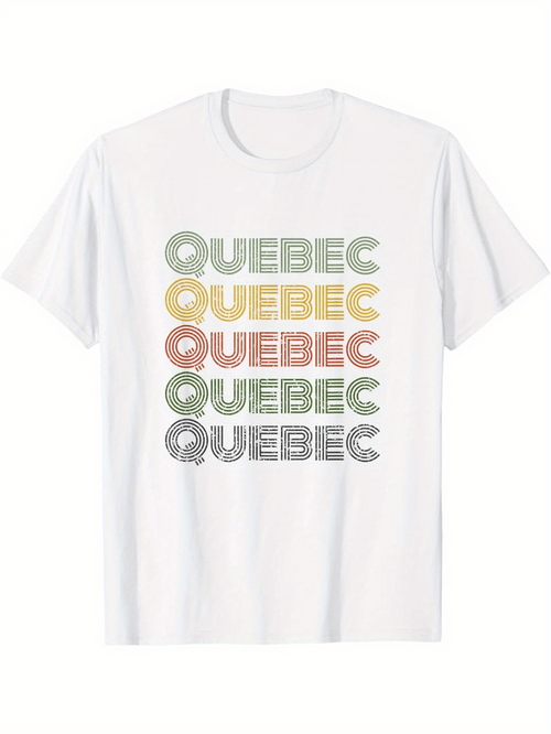 Men's Graphic T-Shirt Quebec Repeated Text In Retro Color Style Typography Quebec