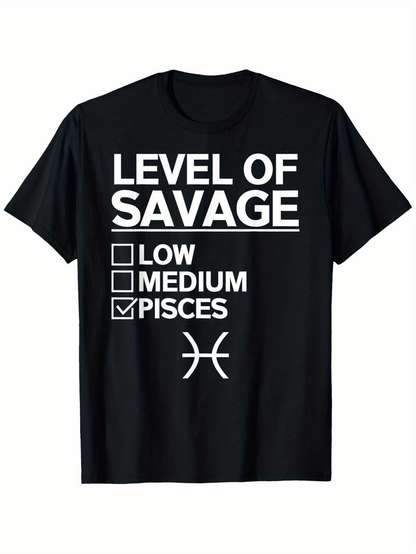 Men's Graphic T-Shirt Level Of Savage Checkboxes Pisces Zodiac Symbol T Shirt