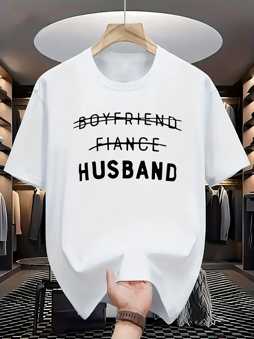Men's Graphic T-Shirt Crossed Out Words With Bold Lettering Husband
