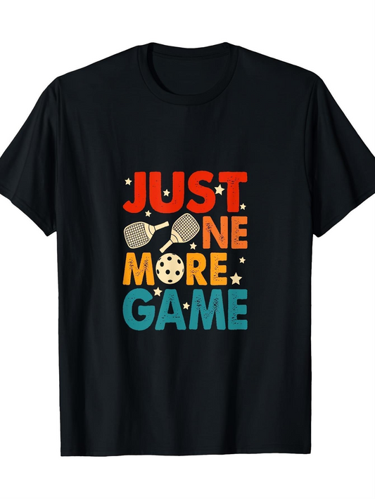 Men's Graphic T-Shirt Just One More Game With Colorful Stars And Sports Equipment