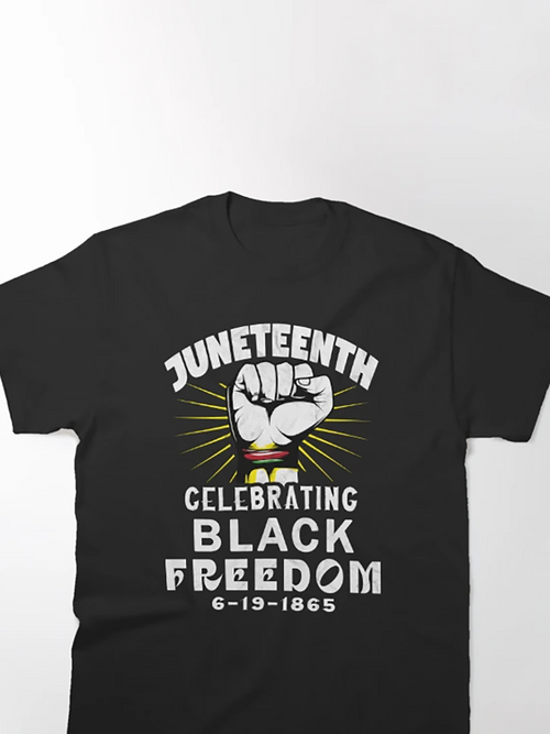 Men's Graphic T-Shirt Juneteenth Celebrating Black Freedom With Raised Fist And Radiating Sunburst