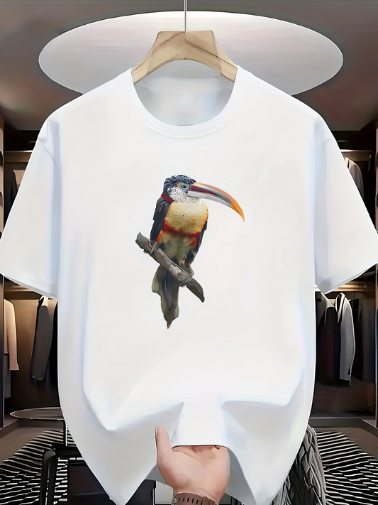 Men's Graphic T-Shirt Vivid Tropical Perch With Lush Green Leaves Under Gentle Sunlight Toucan