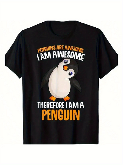Men's Graphic T-Shirt Penguins Are Awesome Cartoon With Smiling Cute Standing Penguin