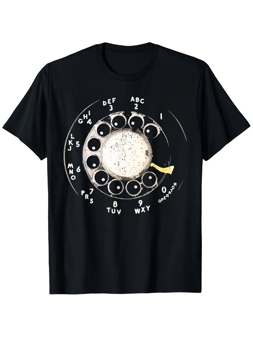 Men's Graphic T-Shirt Vintage Numbers And Letters Rotating Dial Telephone