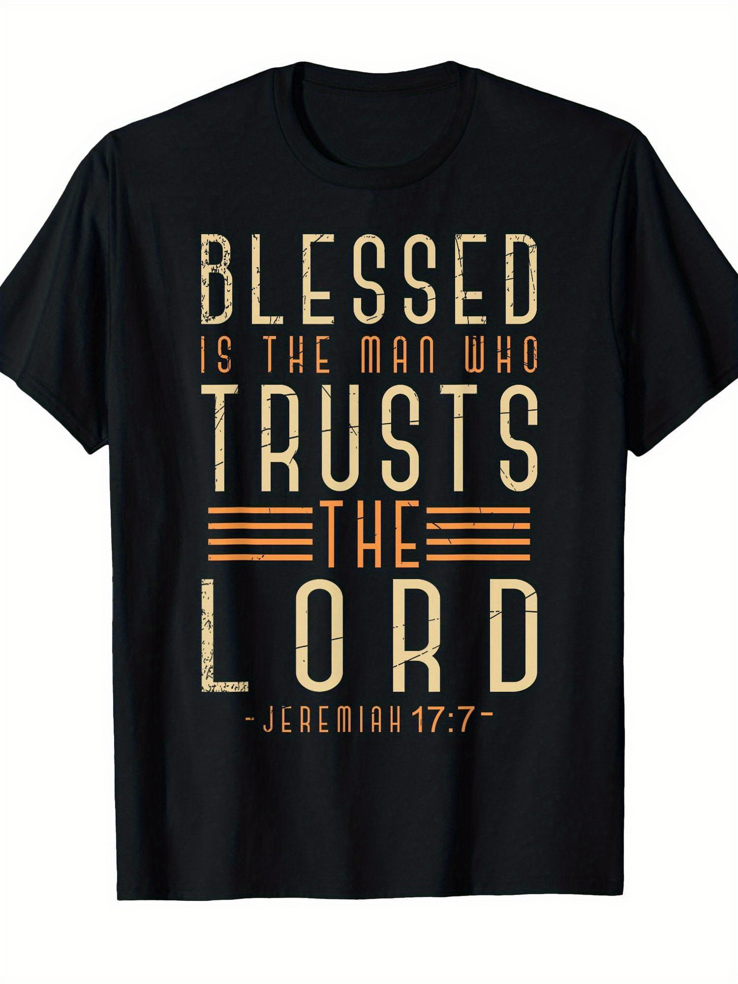 Men's Graphic T-Shirt Blessed Is The Man Who Trusts The Lord Typography Christian Quote