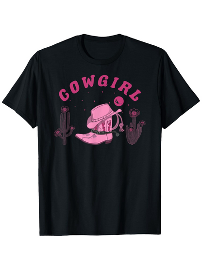 Men's Graphic T-Shirt Cowgirl Boots And Cactus Among Desert Wildflowers Cowgirl Hat