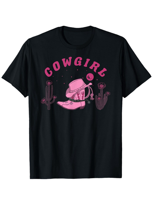 Men's Graphic T-Shirt Cowgirl Boots And Cactus Among Desert Wildflowers Cowgirl Hat