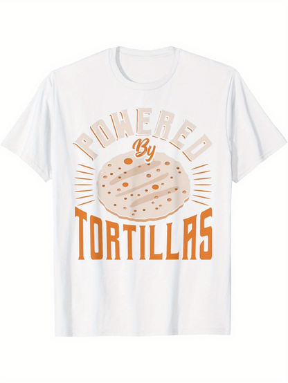 Men's Graphic T-Shirt Powered By Tortillas Sunburst With Warm Golden Shadows Tortilla