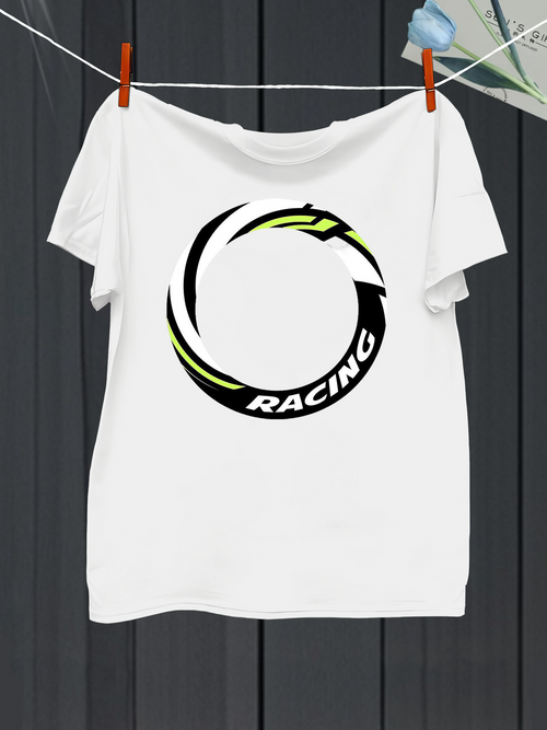 Men's Graphic T-Shirt Dynamic Circular Lines With Sleek Modern Accents Racing