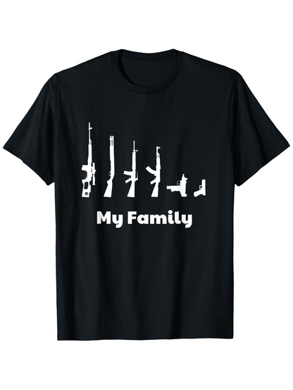 Men's Graphic T-Shirt My Family Silhouettes Of Guns And Weapons Collection T Shirt