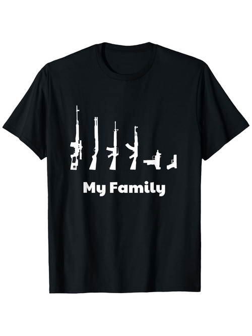 Men's Graphic T-Shirt My Family Silhouettes Of Guns And Weapons Collection T Shirt