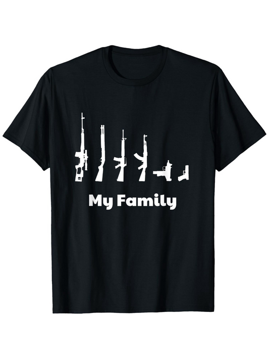 Men's Graphic T-Shirt My Family Silhouettes Of Guns And Weapons Collection T Shirt